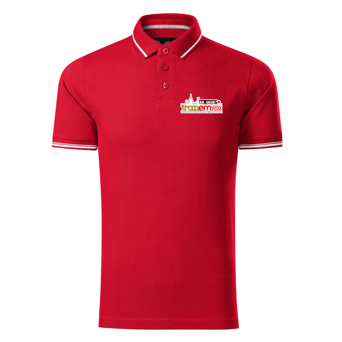 Tram-EM Warschau 2026 | Unisex Poloshirt Perfection Plain in weiß und rot