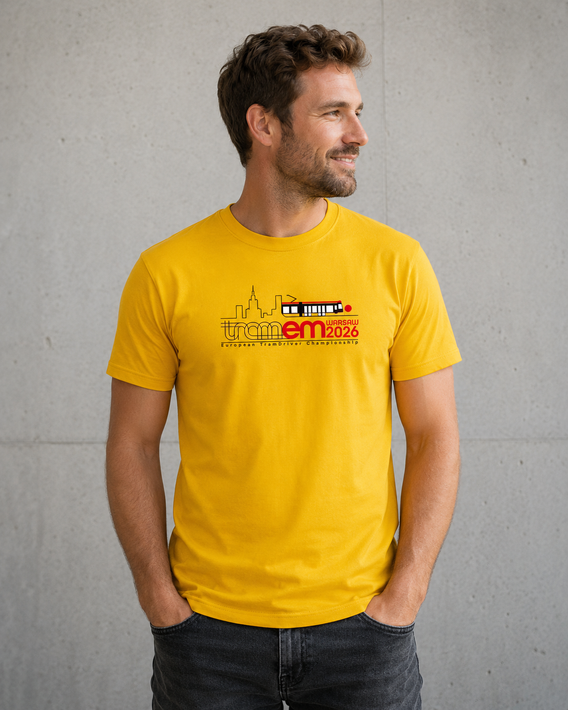 Tram-EM Warschau 2026 | Unisex Basic T-Shirt in sonnengelb